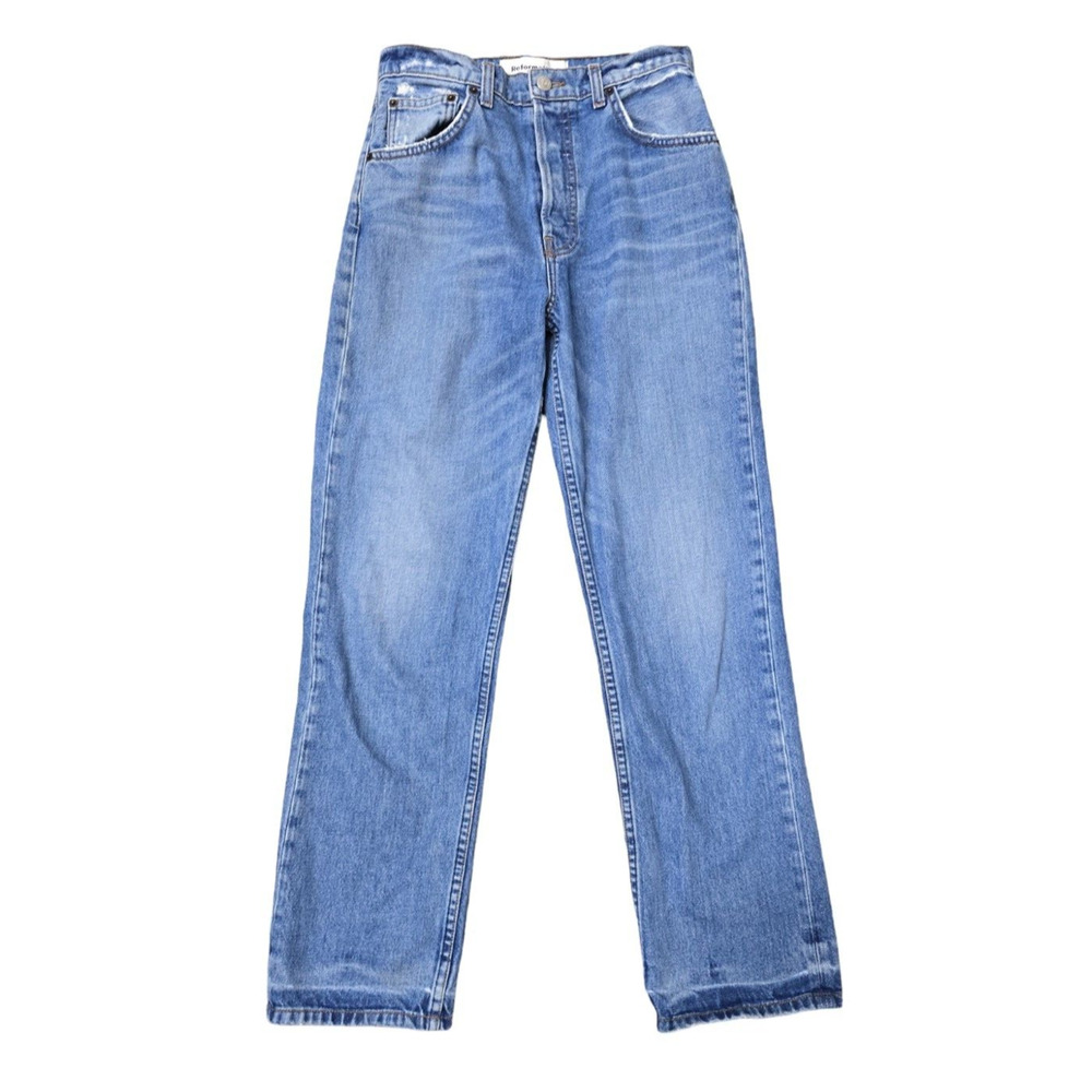 Reformation Cynthia High Rise Relaxed Jean Straight Leg Button Fly Antigua 26